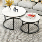 Two-in-one Coffee Table Wrought Iron Table Simple Modern Combination Small Round Table, White Texture + Black Texture, White + Black, White Marble, White Combination, Black Texture +White Texture, Black  +White, Black Marble, Black Combination
