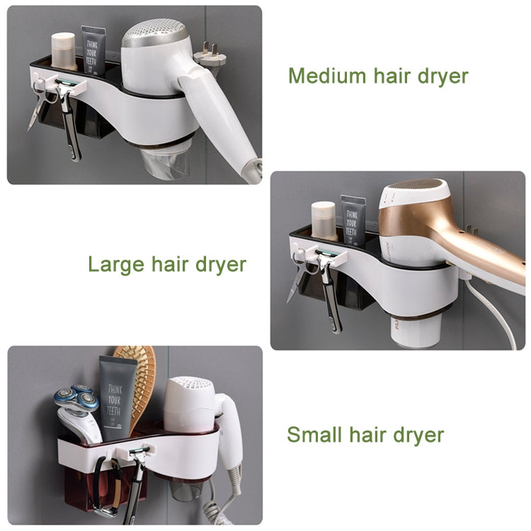 Hairdryer Hanger Free Punch Wall Mounted Bathroom Multi-function Toilet Storage Rack, Elegant Black, Rosy, Translucent, Elegant Blue