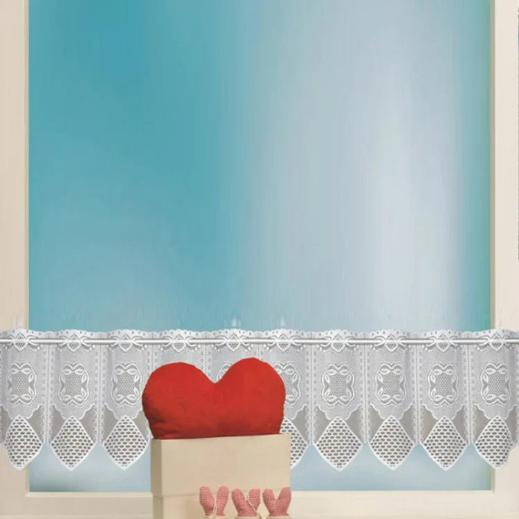 White Translucent Coffee Curtain Tulle Lace Sheer Warp Knitted Jacquard Curtains Bedroom Curtains, Lower Curtain, Upper Curtain, Upper And Lower Curtain