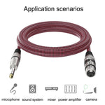 Red and Black Net TRS 6.35mm Male To Caron Female Microphone XLR Balance Cable, 0.5m, 1m, 1.8m, 3m, 5m, 8m, 10m, 12m, 15m, 20m, 25m, 30m