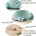 Fashion Cute Cartoon Rabbit LED 3-modes Dimming Touch Control Bedside Lamp, US Plug