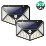 100 LEDs Outdoor Patio Solar Induction Wall Light Adjustable Balcony Garden Lighting Small Street Light, 1 PCS 100 LEDs, 2 PCS 100 LEDs