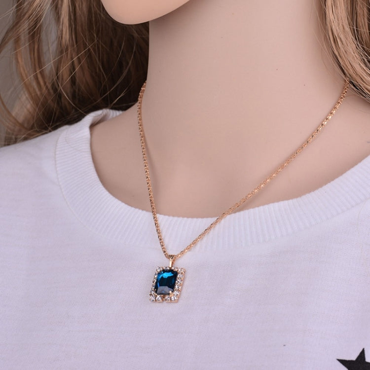 Square Crystal Necklace Earrings Ring For Women Jewelry Sets, Red, Green, Black, White, Royal Blue, Lake Blue