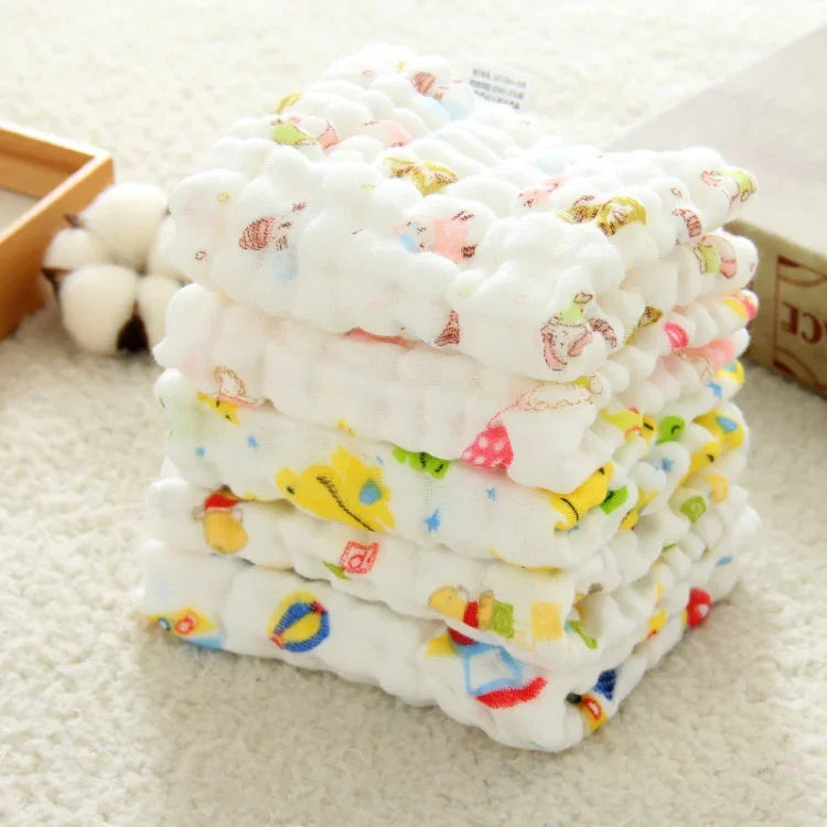 2 PCS Cotton 6-layer Gauze Saliva Towel Medical Seersucker Small Square Scarf