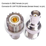 BNC Female Jack To UHF PL-259 Female Straight Type RF Coax Adapter Connector, BNC Female To UHF Female