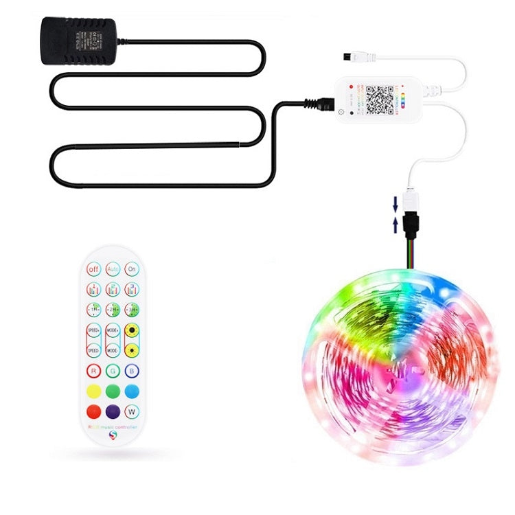 Bluetooth Suit Smart Music Sound Control Light Strip Waterproof 5050 RGB Colorful Atmosphere LED Light Strip With 24-Keys Remote Control, 5M 150 LEDs, 5M 300 LEDs, 10M 300 LEDs, 10M 600 LEDs, 15M 450 LEDs, 20M 360 LEDs, 30M 540 LEDs