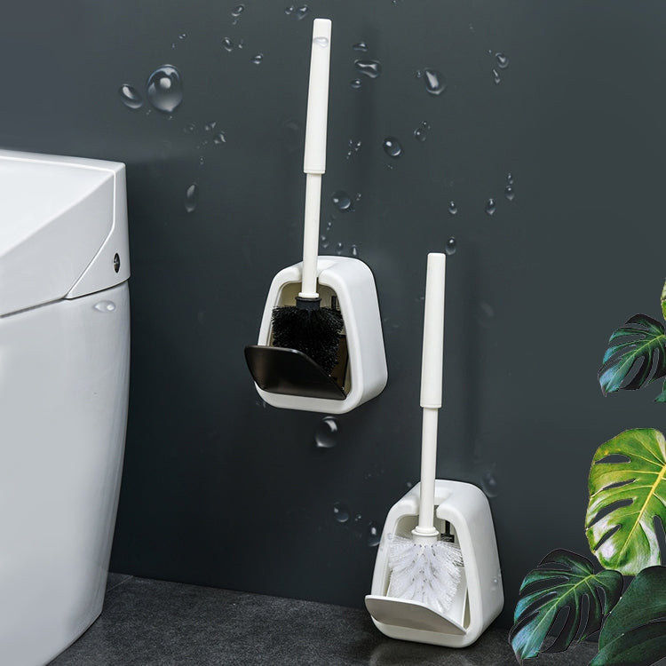 Wall-mounted Toilet Brush Simple No-punching Bathroom Cleaning Brush, White, Black