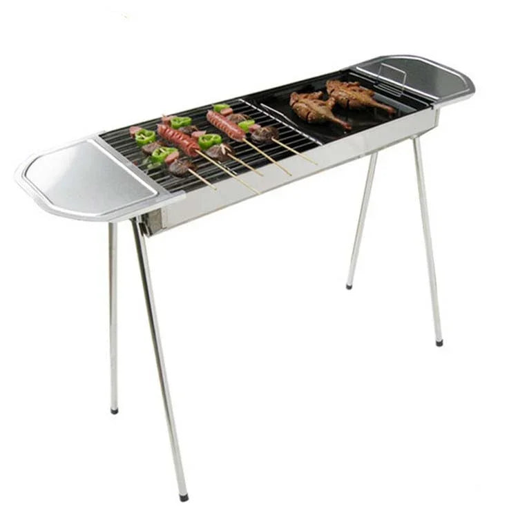 HZ-003 BBQ Grill Outdoor Portable Stainless Steel Stove Household Charcoal Barbecue Rack, M, L