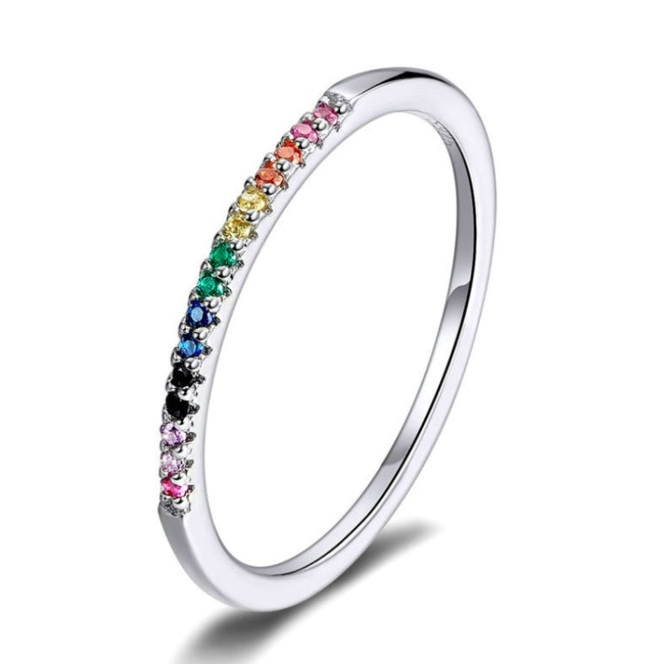 Sterling Silver Ring S925 Colored Zircon Ring, 7