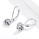 S925 Sterling Silver Stud Earrings Hollow Heart Shaped Earrings Simple Platinum Plated Earrings, SCE746