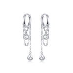 Sterling Silver Earrings Zircon Tassel Long Earrings S925 Girl Earrings jewelry, SCE638
