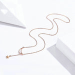 Star Moon S925 Sterling Silver Rose Gold Plated Necklace, SCN108-C