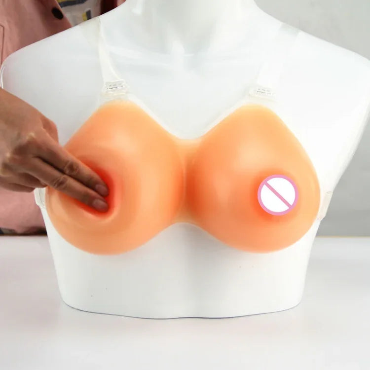 Cross-dressing Prosthetic Breast Conjoined Silicone Fake Breasts for Men Disguised as Women Breasts Fake Breasts, 500g Transparent Shoulder Strap Non-stick, 500g Transparent Shoulder Strap Paste, 600g Transparent Shoulder Strap Non-stick