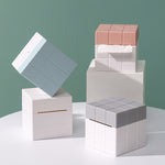 Cube Tissue Box Desktop Storage Box, Pure White, White+Grey, White+Pink, White+Blue