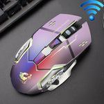 FREEDOM-WOLF X8 2400 DPI 6 Keys 2.4G Wireless Charging Silent Luminous Gaming Mechanical Mouse, X8 Metal Grey, X8 Star Black