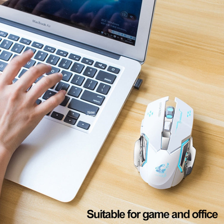 FREEDOM-WOLF X8 2400 DPI 6 Keys 2.4G Wireless Charging Silent Luminous Gaming Mechanical Mouse, X8 Metal Grey, X8 Star Black