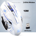 FREEDOM-WOLF X8 2400 DPI 6 Keys 2.4G Wireless Charging Silent Luminous Gaming Mechanical Mouse, X8 Metal Grey, X8 Star Black
