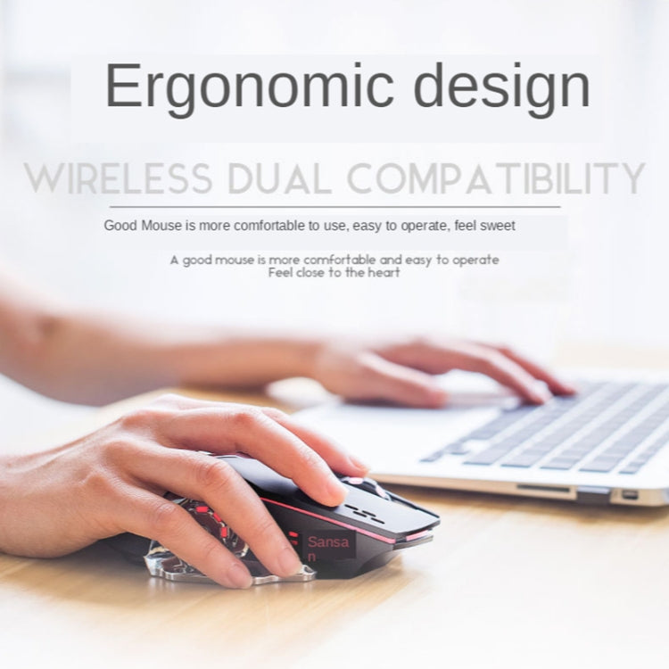 FREEDOM-WOLF X8 2400 DPI 6 Keys 2.4G Wireless Charging Silent Luminous Gaming Mechanical Mouse, X8 Metal Grey, X8 Star Black