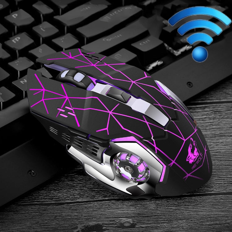FREEDOM-WOLF X8 2400 DPI 6 Keys 2.4G Wireless Charging Silent Luminous Gaming Mechanical Mouse, X8 Metal Grey, X8 Star Black