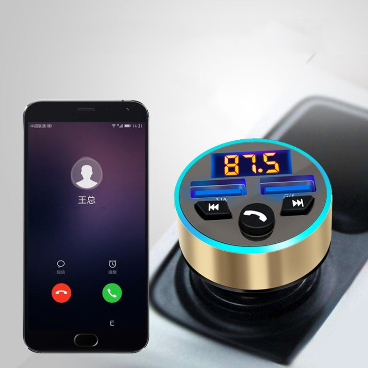 Halo Car MP3 Bluetooth Player Car Charger Car FM Transmitter 3.1A Car Charger, Elegant Black, Tyrant Gold, Snow Silver