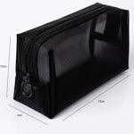 Black Transparent Mesh Cosmetic Bag Three-piece Large Capacity Travel Cosmetic Storage Bag, Three-piece Storage Bag