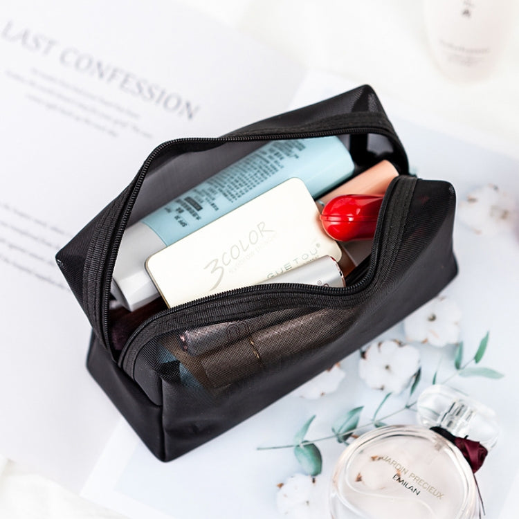 Black Transparent Mesh Cosmetic Bag Three-piece Large Capacity Travel Cosmetic Storage Bag, Three-piece Storage Bag