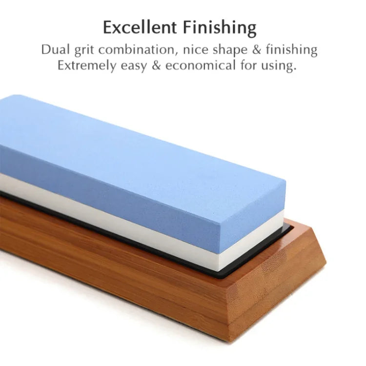 1000/6000 Red White Whetstone Double-sided Bamboo Base Set, Blue White Whetstone