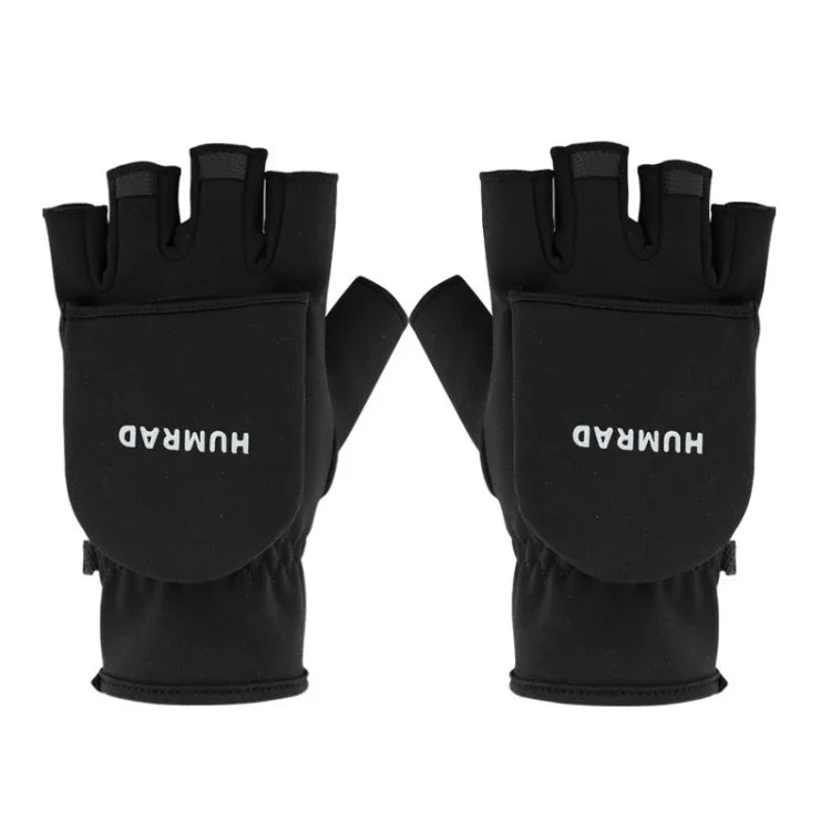 HUMRAO Winter Half-Finger Flip Cover Warm Gloves For Outdoor Sports Skiing And Cycling, L