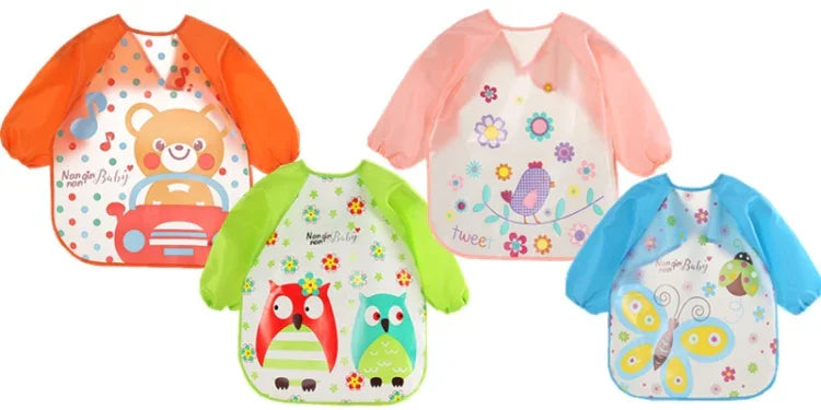 Baby Bibs Waterproof Long Sleeve Apron, One Size