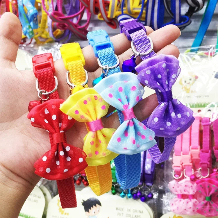Adjustable Bow Knot Bell Collar Cat Dog Collars Pet Supplies
