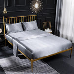 Home Ice Silk Simulation Silk Four-Piece Pillowcase Flat Sheet Fitted Sheet Set, US-Full/UK-D:138x190x35cm, US-Queen/UK-K:153x203x35cm, US-King:198x203x35cm, UK-SK:180x200x35cm, US-King: 198x203x35cm