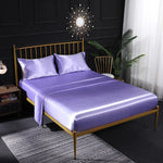 Home Ice Silk Simulation Silk Four-Piece Pillowcase Flat Sheet Fitted Sheet Set, US-Full/UK-D:138x190x35cm, US-Queen/UK-K:153x203x35cm, US-King:198x203x35cm, UK-SK:180x200x35cm, US-King: 198x203x35cm