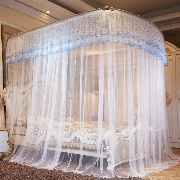 U-shaped Three-door Stainless Steel Tube Floor Mosquito Net, Super Thick 32mm 2.0x2.2m
