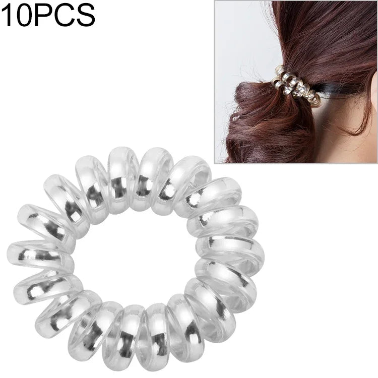 10 PCS Multicolor Elastic Hair Bands Spiral Shape Ponytail Hair Ties Rubber Band Hair Rope Telephone Wire Hair Accessories