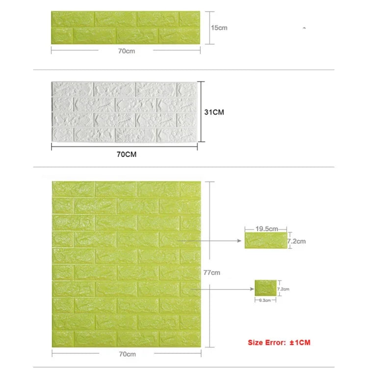 2 PCS Self Adhesive Waterproof TV Background Brick Wallpapers 3D Wall Sticker Living Room Wallpaper Mural Bedroom Decorative Stickers, 70cm x 77cm