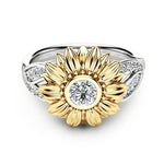 Fashion Female Cute Sunflower Crystal Rings for Women, 11