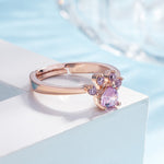 Women Crystal Cute Cat Claw Opening Adjustable Ring Jewelry