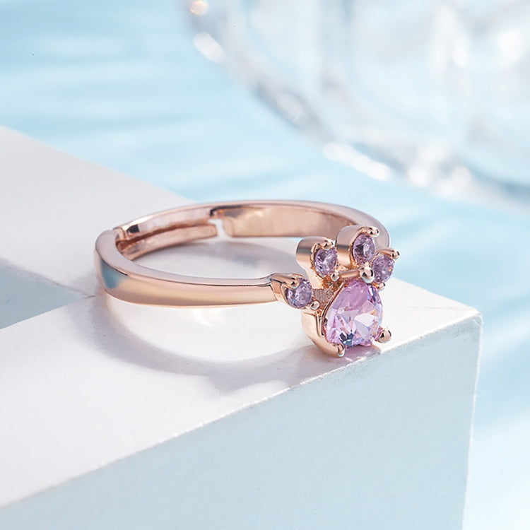 Women Crystal Cute Cat Claw Opening Adjustable Ring Jewelry