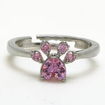 Women Crystal Cute Cat Claw Opening Adjustable Ring Jewelry