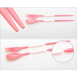 3pcs / Set Mini Outdoor Portable Travel Sets Candy Color Folding Dinner Set Student Kids Kitchen Tool
