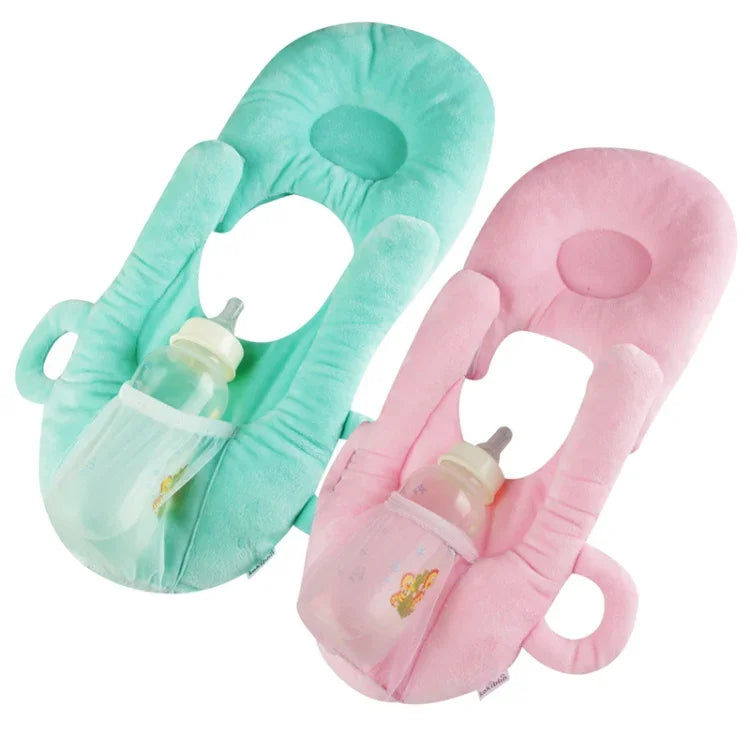 Infant Baby Bottle Rack Free Hand Bottle Holder Cotton Baby Milk Bottle Feeding Learning Nursing Pillow Cushion, Blue, Pink, Purple, Purple Flower