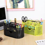 Desk Organizer 9 Grids Metal Mesh Office Pen Pencil Holder