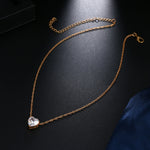 Crystal Heart Pendant Necklace Female Short Chain Necklace, Gold, Silver