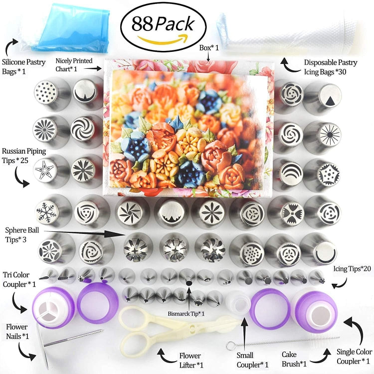 88 in 1  Decorating Mouth Set Cake Baking Jewelry Set, 88 PCS/Set