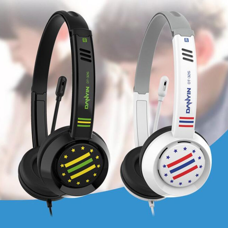 DANYIN DT326 Head-mounted Desktop Computer Children Learning Wire Headset with Microphone, Cable Length:1.8m, DT326 3.5mm Two-hole White, DT326 3.5mm Two-hole Black, DT326 Single Hole Four-level White, DT326 Single Hole Four-level Black                ...