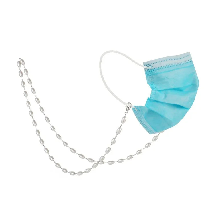 Mask Anti-Lost Lanyard Necklace Simple Oval-Shaped Pearl Mask Glasses Chain, Oval-Shaped Pearl  Chain