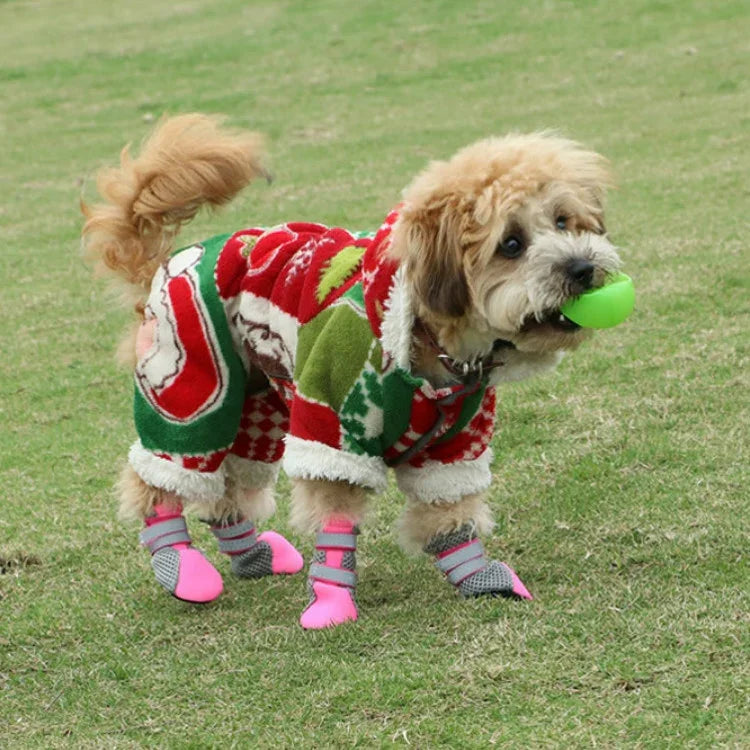 4 in 1 Pet Shoes Dog Shoes Walking Shoes Small Dogs Pet Supplies, S, M, L, XL