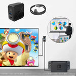 Multi-Function Projection And Charging AC Adapter Base Support Android/PC/Lite For Switch, Black+US Plug, Black+EU Plug, Black+UK Plug