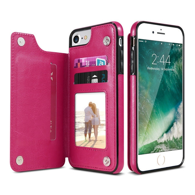 For iPhone XR Retro PU Leather Case Multi Card Holders Phone Case, For iPhone XR