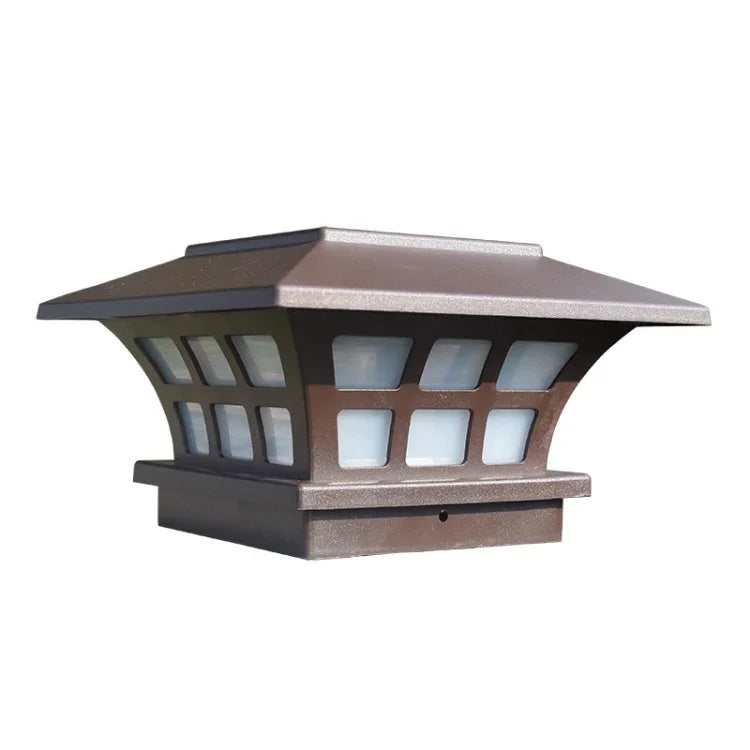 Solar Coffee Column Head Lamp Outdoor Waterproof Decorative Wall Lamp, White Light, Warm Light